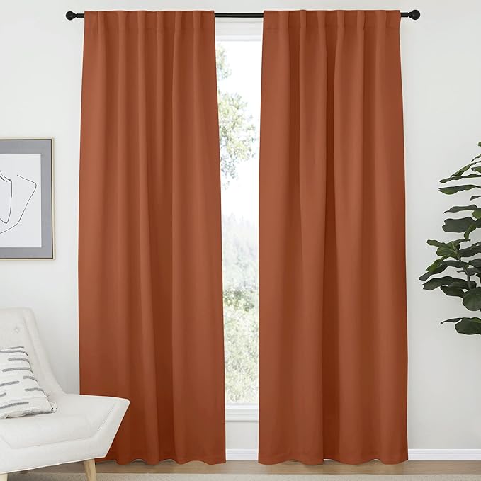 NICETOWN Halloween Blackout Curtain Panels Window Draperies, Burnt Orange Color by NICETOWN