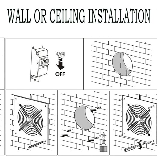 6 inch Exhaust Fan Wall Mounted Garage Ventilation Fan, 290CFM Metal Attic - Image 6
