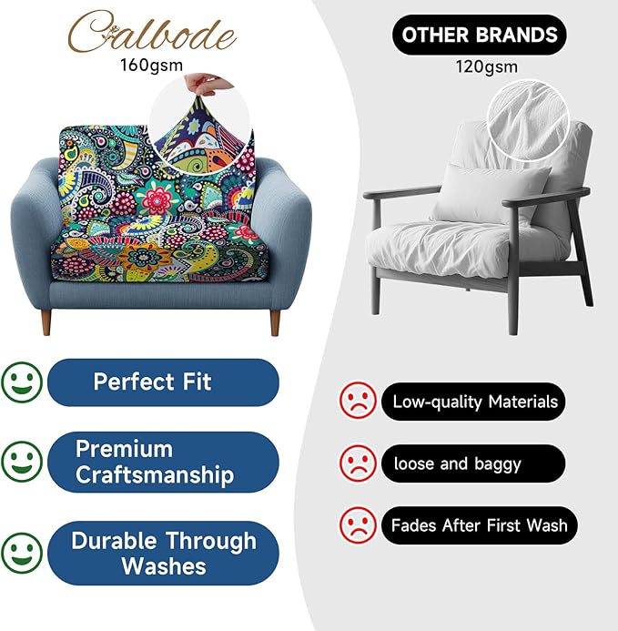 12Pcs Stretch Patio Cushion Cover, Boho Floral Couch & Sofa Slipcovers - Image 4