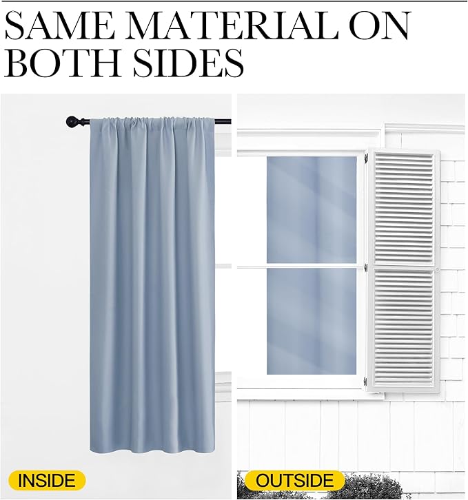 NICETOWN Living Room Curtains, Vintage Blue, 1 Pair, 70 x 84-inch, Home - Image 5