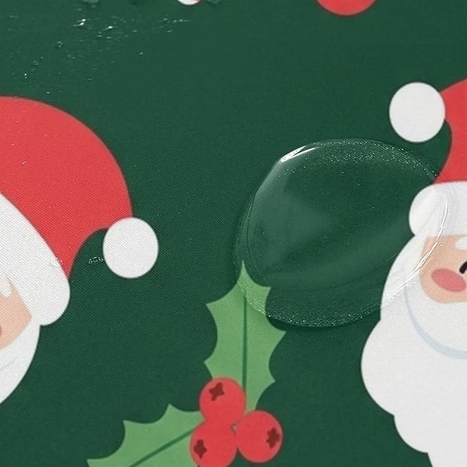 Christmas Santa Leaf Green Shower Curtain Liner 72×72 inch - Image 4