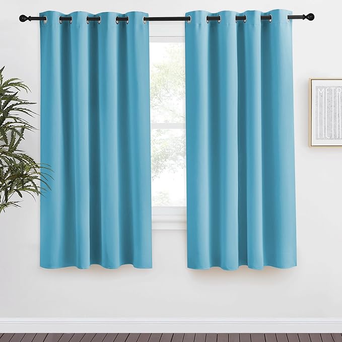 NICETOWN Teal Blue Blackout Curtain 68 inch Long, 55 inches Width, 1 Panel by NICETOWN