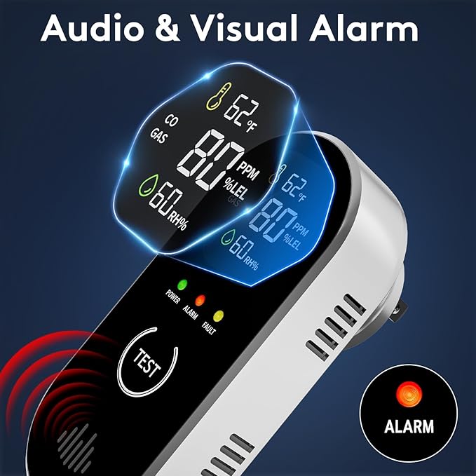 2 Packs Carbon Monoxide Detectors, 4-in-1 CO & Natural Gas Detection Plug-in - Image 7