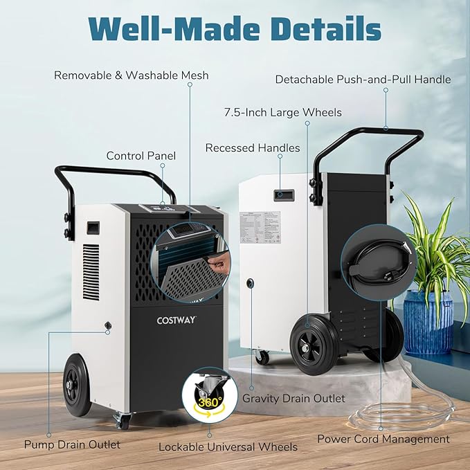 COSTWAY 154 Pints Commercial Dehumidifier - Image 8
