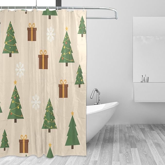 Christmas Tree Beige Shower Curtain Liner 72×72 inch by Unknown