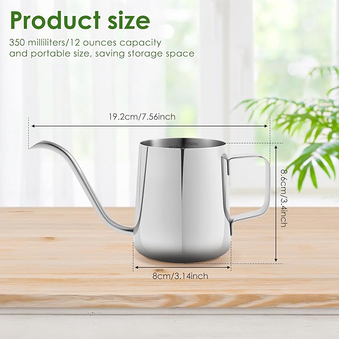 12oz/350ml Stainless Steel Plant Watering Pot, Small Watering Can - Image 2