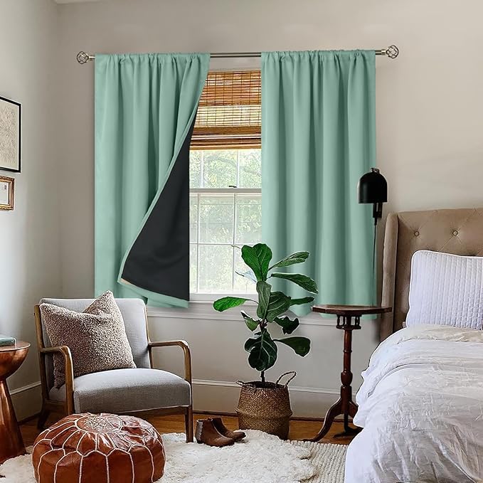 BGment Blackout Curtains for Bedroom 45 Inch Length, Rod Pocket 100% Blackout - Image 2
