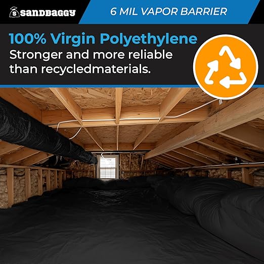 Sandbaggy 10 ft x 100 ft Vapor Barrier 6 Mil | Polyethylene | Black Plastic - Image 7