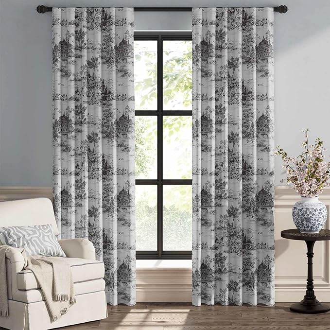 jinchan 95% Blackout Toile Curtains - Image 2