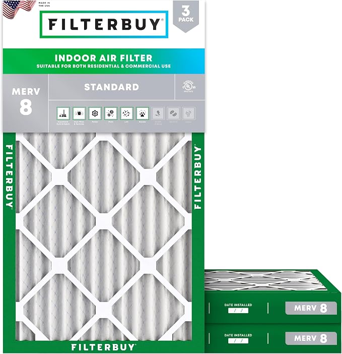 Filterbuy 14x30x2 Air Filter MERV 8 Essential Dust & Allergy Defense, by Filterbuy