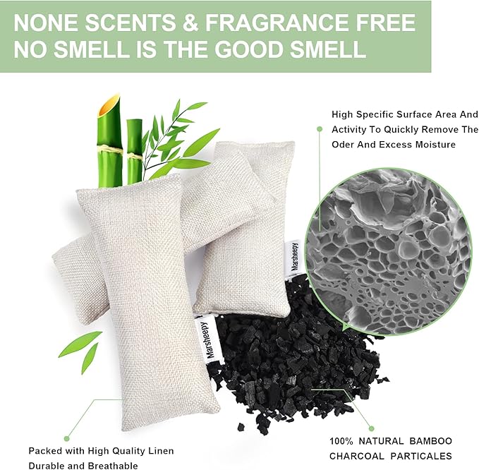 6 Pack Charcoal Shoe Deodorizer Bags, Shoe Smell Remover and Odor Eliminator - Image 2