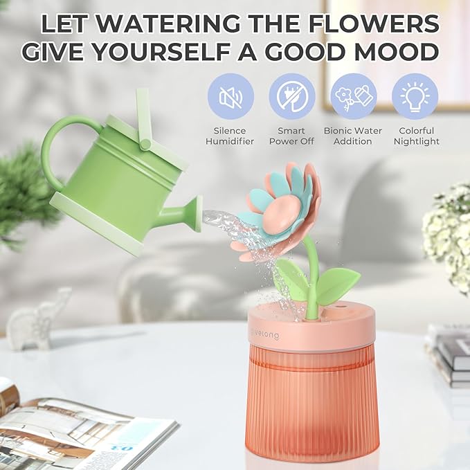 Sunflower Small Humidifier for Plant, Cool Mist Mini Humidifiers for Bedroom - Image 3