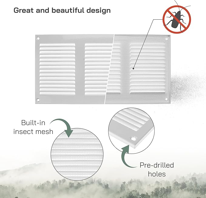 Vent Systems 12'' x 6'' Inch White Metal Vent Duct Cover - Image 3
