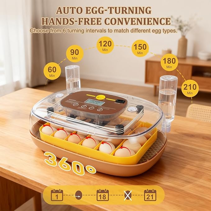 Smart 24-Egg Incubator for Hobbyists, Full-Stage Adaptive Humidity & Temp - Image 5