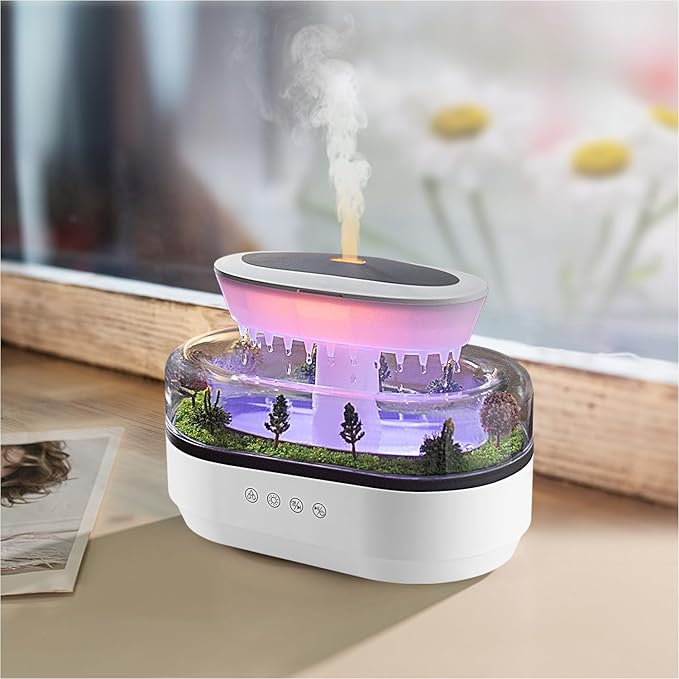 Rain Diffuser 250ML Essential Oil Diffuser, Cloud Humidifier Rain Water Drip by HIROGA