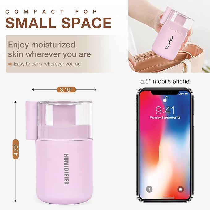 Portable Mini Humidifier, 180ml USB Cool Mist Small Humidifiers - Image 2