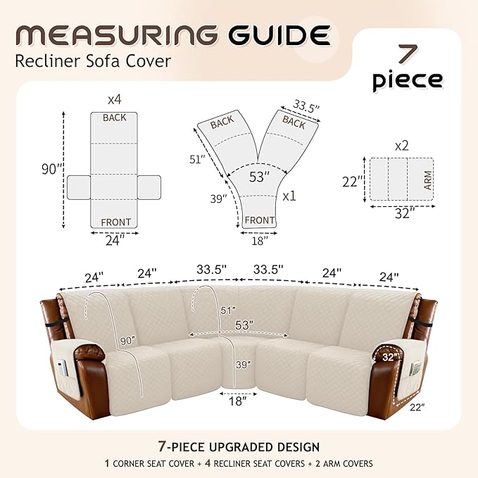Arfntevss Waterproof Recliner Sectional Couch Covers - Image 5