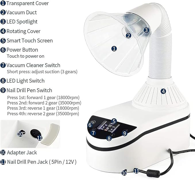 230w Dental Polishing Dust Collector, Nail Manicure Vacuum Cleaner, - Image 8