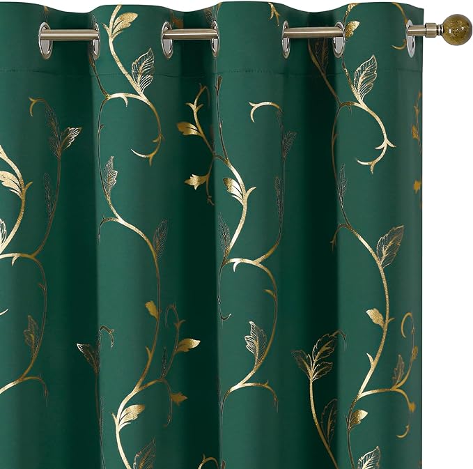 BUHUA Gold Blackout Curtains 63 Inches Length by BUHUA