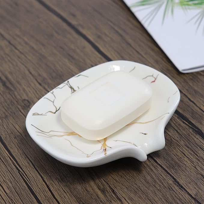 Ceramic Marble Texture Soap Dish, Self Draining Slot, Ceramic Self Draining - Image 8