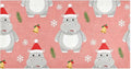Merry Christmas Hippopotamus Pink decorative rugs by Unknown