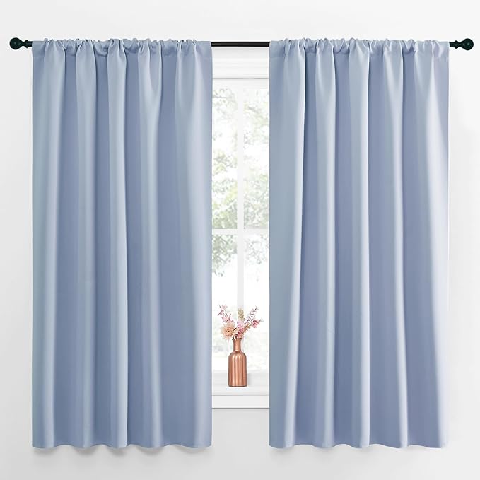 NICETOWN Blackout Curtains for Living Curtains, Vintage Blue, 52 by 63 Inch by NICETOWN