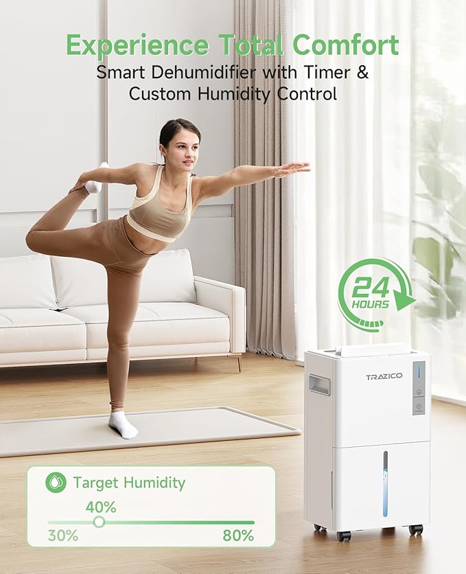 1500 Sq.ft Dehumidifier for Basement, Trazico 21 Pint Quiet Dehumidifiers for - Image 6