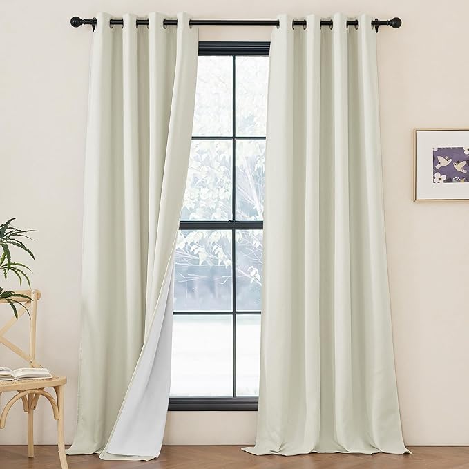 NICETOWN Faux Linen 100% Blackout Living Room Curtains 96 inches Long, W52 x L96 by NICETOWN