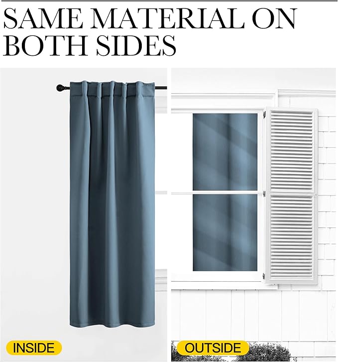 NICETOWN Kitchen Blackout Window Curtain Panel, Smoky Blue, 1 Panel, 55 by 96 - Image 5