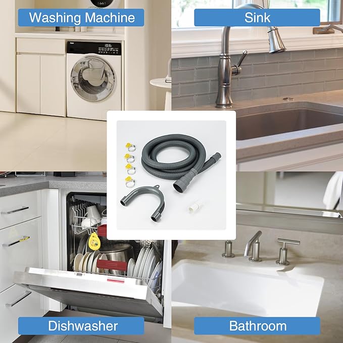 5ft Washing Machine Drain Hose Extension Kit, Universal 7PCS Set - Image 7