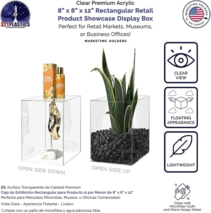 8" x 8" x 12" Clear Acrylic Display Box - Image 3