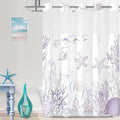 No Hook Shower Curtain with Snap in Liner, Beach Ocean Nautical Coastal Shower by TWLSNCD