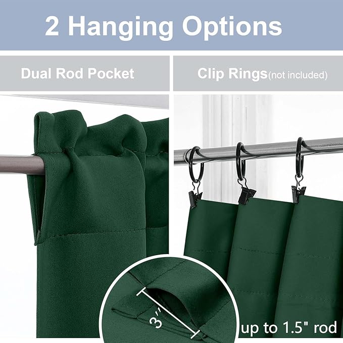 Chyhomenyc Ever Green Short Blackout Curtains 30 Inch Length, Small Kitchen - Image 5