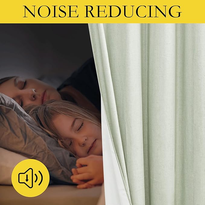 NICETOWN Sage Green Linen Blackout Curtains - Image 4