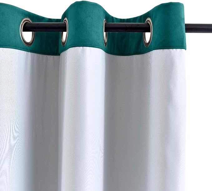 ChadMade Blackout Lined Premium Velvet Curtain Everlade Teal 72Wx102L Inch - Image 3