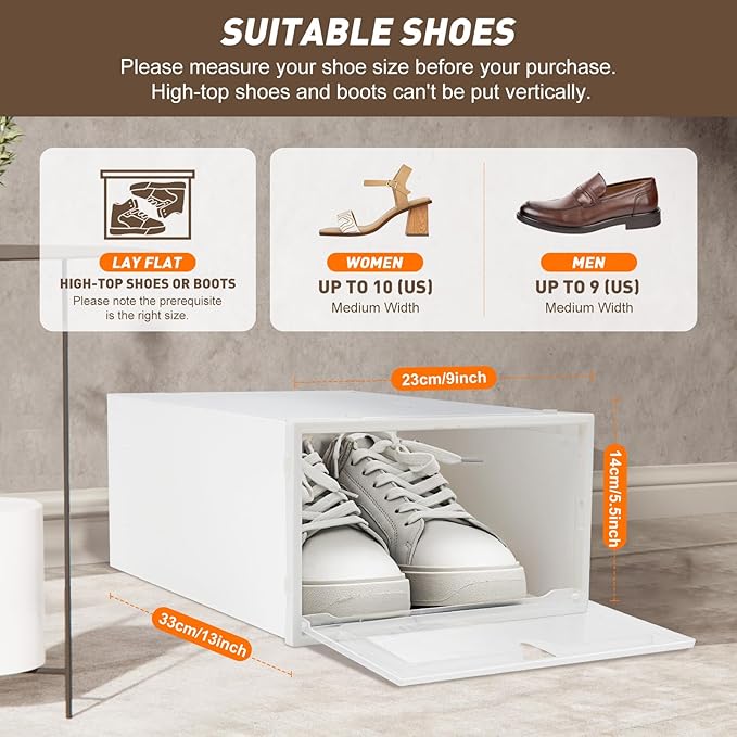 Bitodd 20Pcs Large Plastic Shoe Storage Boxes, Simple Modern Lightweight and - Image 6