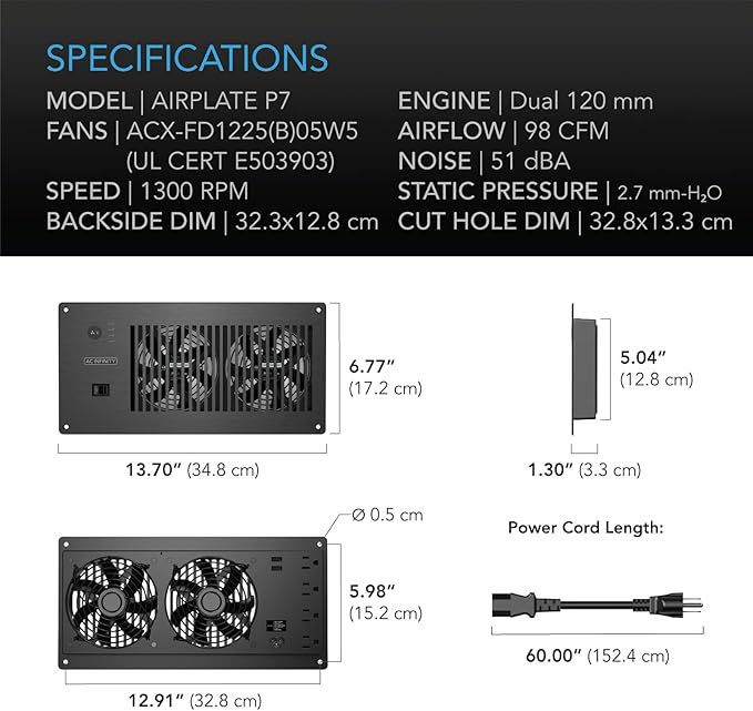 AC Infinity AIRPLATE P7, Quiet Cooling Cabinet Fan System - Image 6