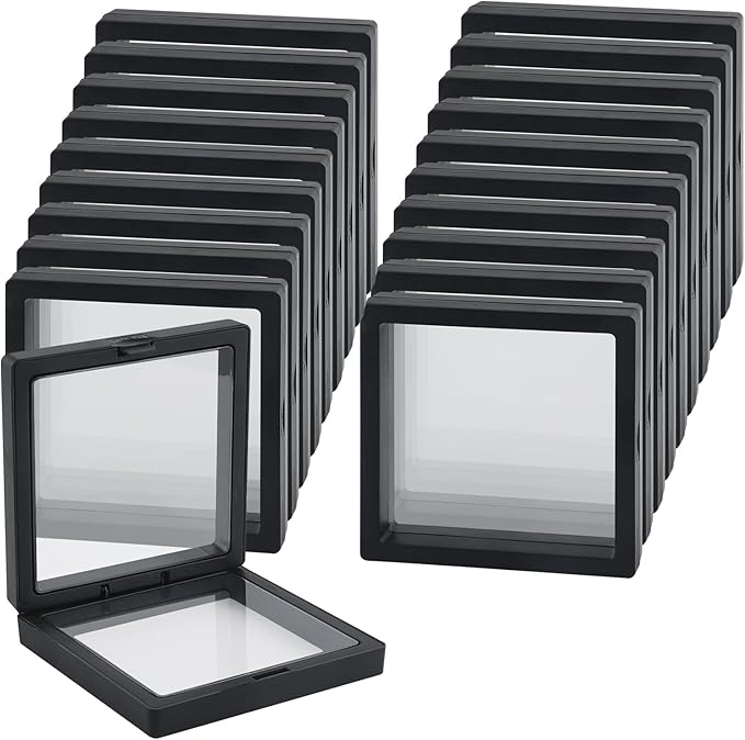 20 Pcs Black 3D Floating Display Case 3.5 x3.5X 0.8 inch, Challenge Coin Display by Unknown