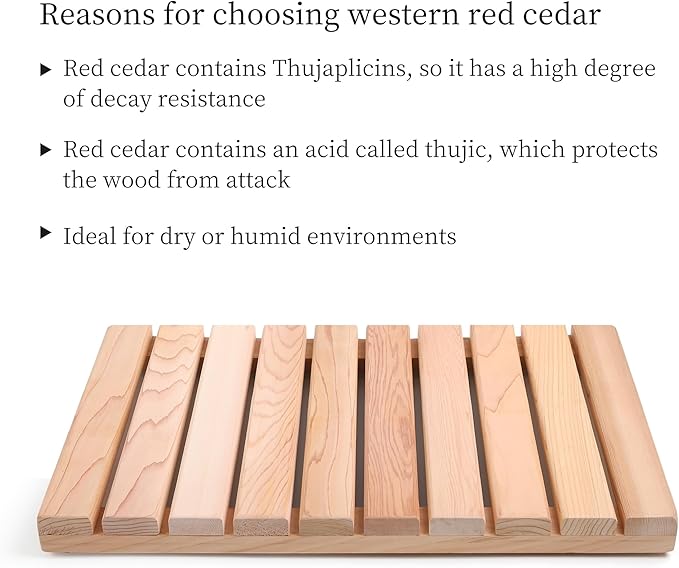 bingaai Cedar Wood Shower Mat, Cedar Wooden Bath Mats, Small Wood Bath Mat 20 x - Image 3