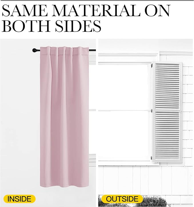 Blackout Curtain Panels for Girls Room Baby Pink 52W 84L 2 Panels Noise - Image 6