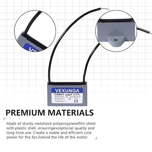 VEXUNGA CBB61 Fan Capacitor 2uF 450 Volt Ceiling Fan Capacitors Replacement - Image 5
