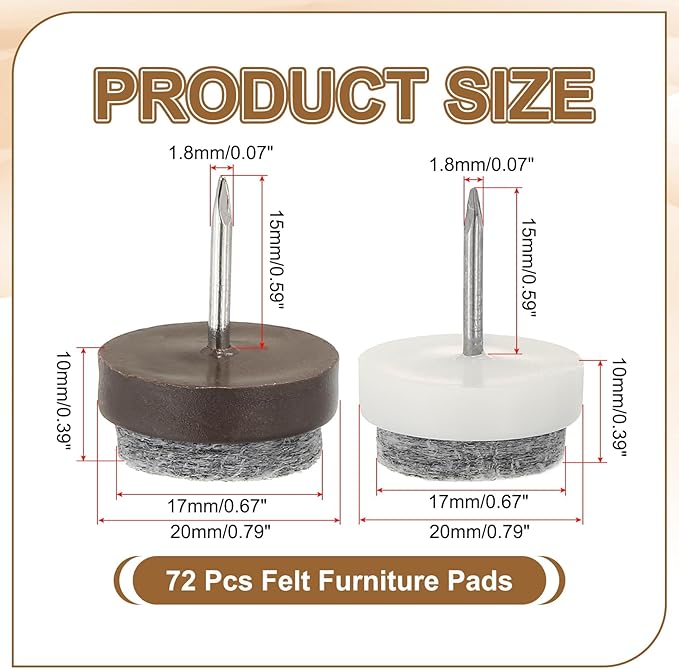 PATIKIL 20 mm Nail-on Felt Pads - Image 2