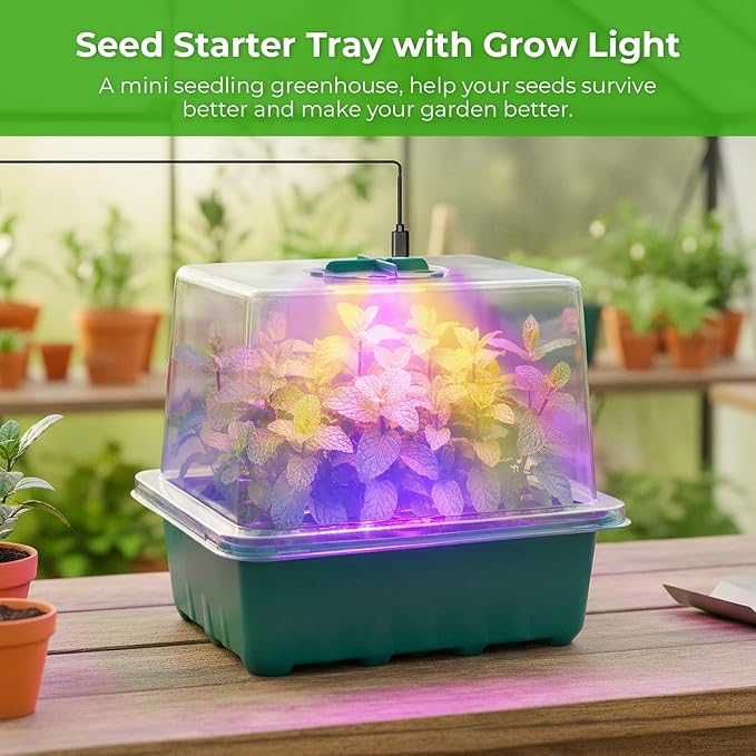 Seed Starter Tray with Grow Light, Timing Controller & Adjustable Brightness & - Image 7