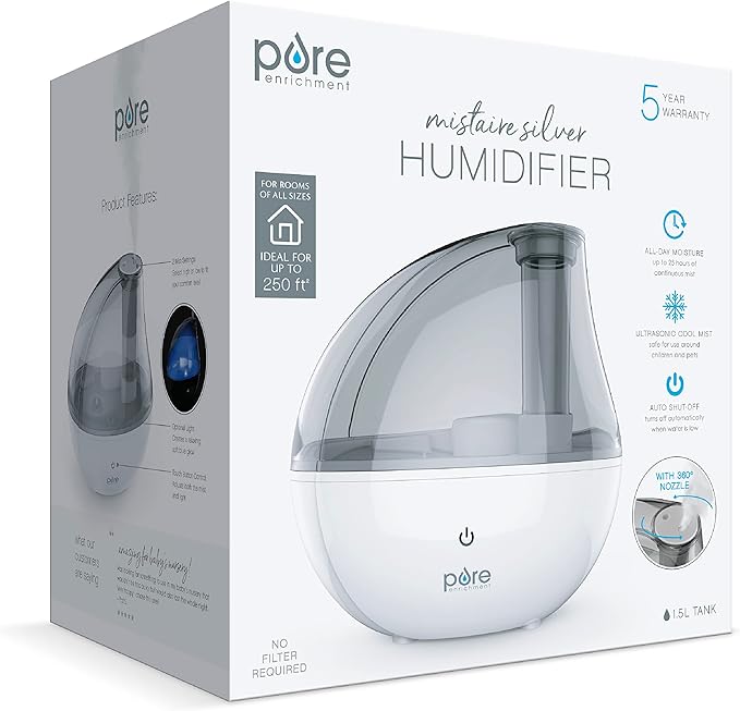 Pure Enrichment MistAire Silver Ultrasonic Cool Mist Humidifier - Image 9
