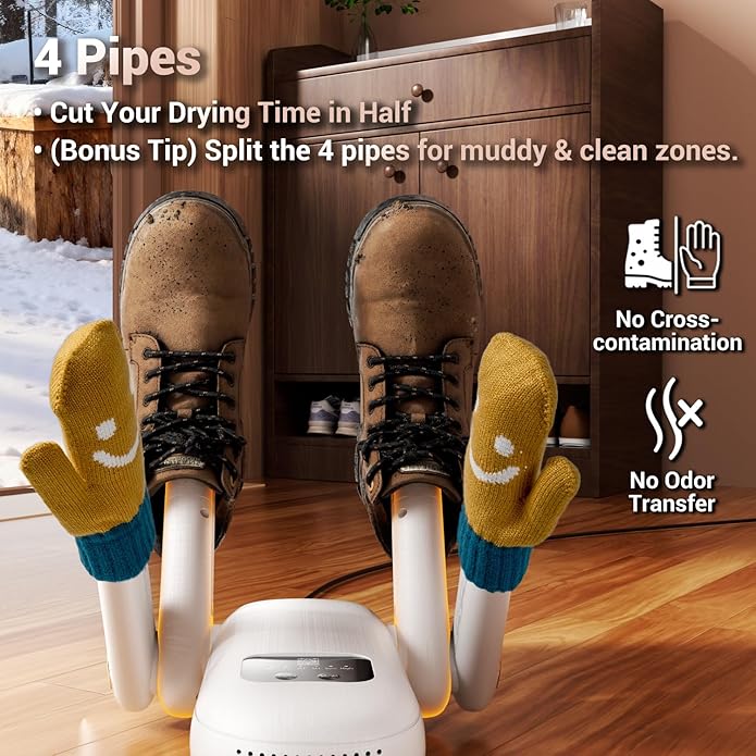 Boot Dryer, Shoe Dryer, Electric Gloves Warmer | Boost Mode, 4-Pipes - Image 4