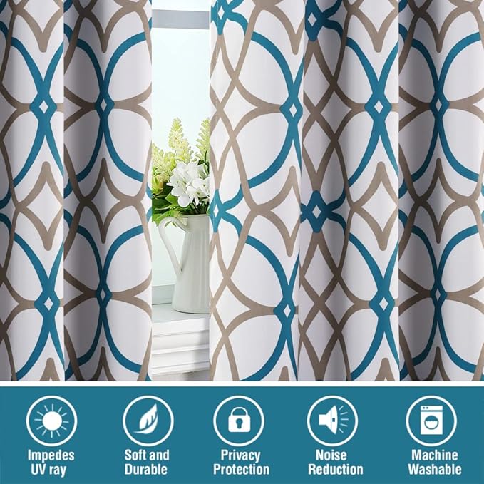H.VERSAILTEX Blackout Curtains Printed Design 108 Inch Length 2 Panels Set - Image 6