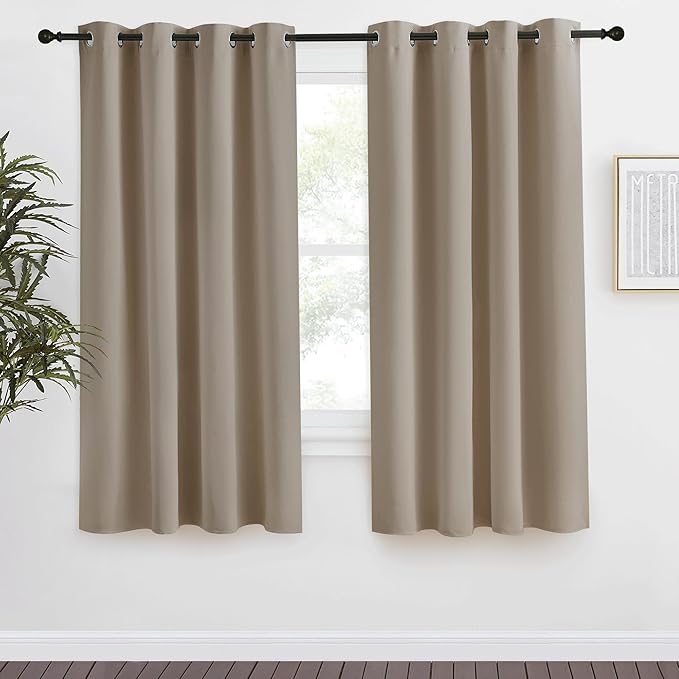NICETOWN Taupe Blackout Curtain 57 inch Length, W55 x L57 Inch, 8 Grommets Top by NICETOWN