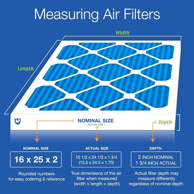 Nordic Pure 16x25x2 Pleated MERV 7 Plus Carbon Air Filters 12 Pack | Actual - Image 2