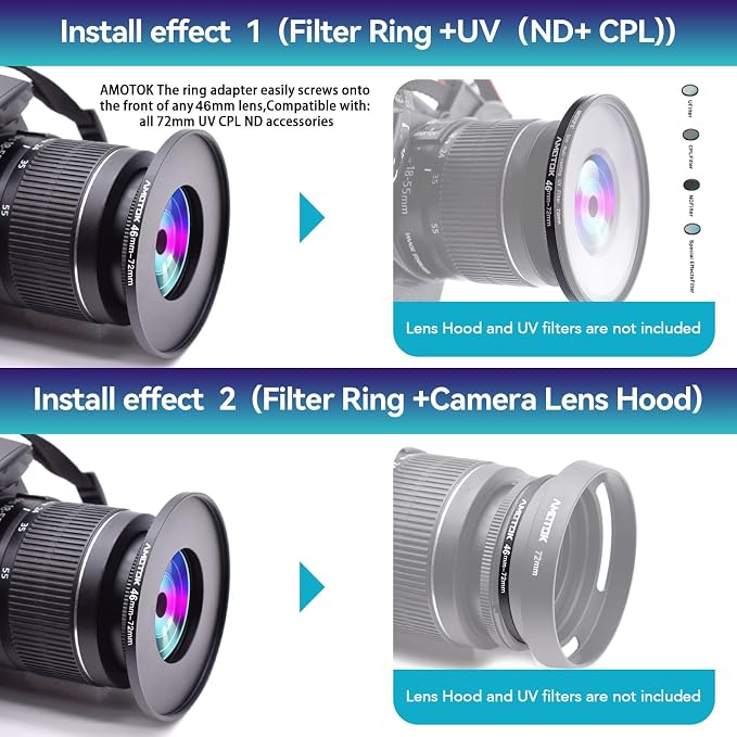 46mm Lens to 72mm Camera Lens Adapter, 46mm to 72mm Filter Step-Up Adapter Ring - Image 6