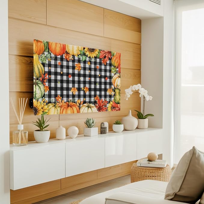 Thanksgiving Autumn Orange Pumpkins Indoor TV Cover, Elastic TV Screen - Image 2